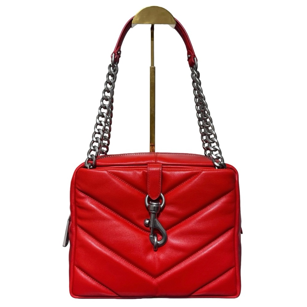 REBECCA MINKOFF Edie Quilted Leather Maxi Top Zip Shoulder Bag, CORAL